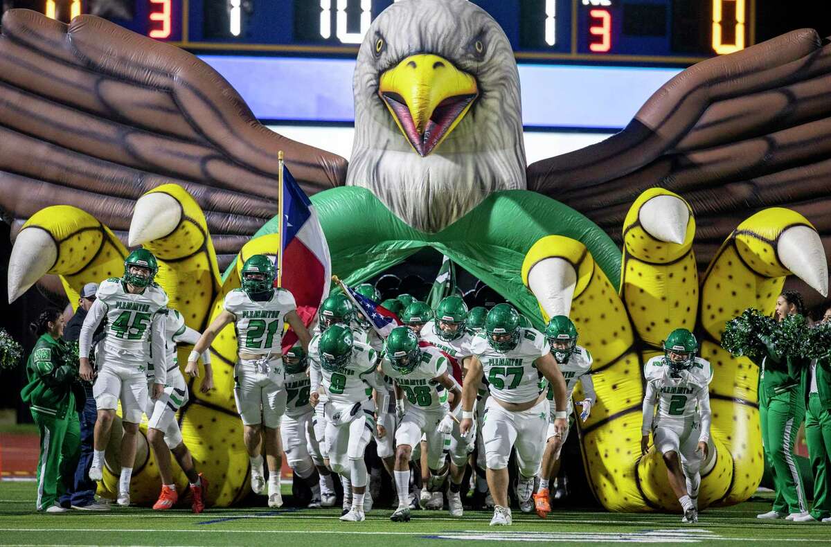 The Pleasanton Eagles enter the field Friday night, Nov. 18, 2022 at Alamo Heights Stadium before the start of their game against the Boerne Greyhounds.