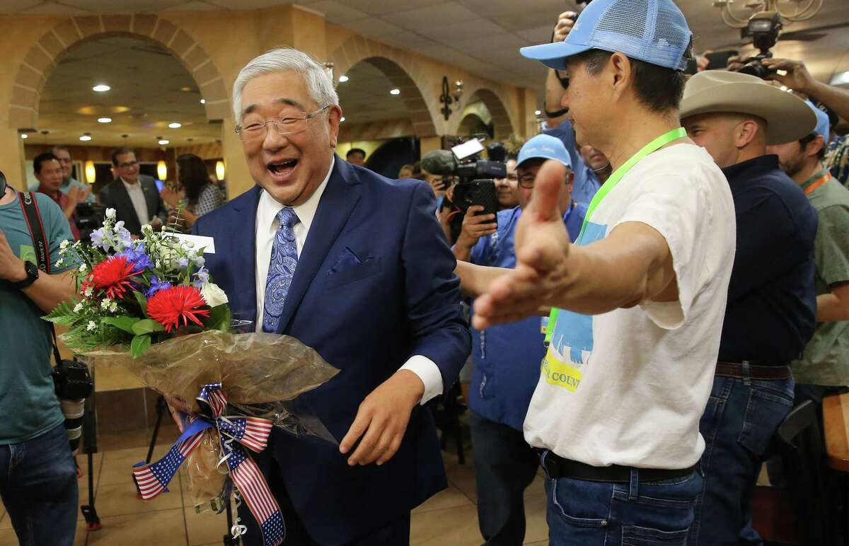 Democratic candidate Peter Sakai reacts as he arrives to his campaign party at House of Nizam on Tuesday, Nov. 8, 2022.