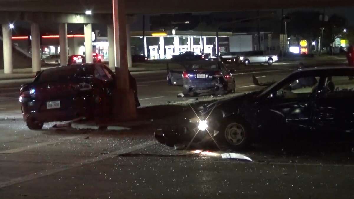 A three car motor vehicle accident on West Sam Houston Parkway early Sunday morning. One driver was taken into police custody in relation to the crash, according to Houston police.