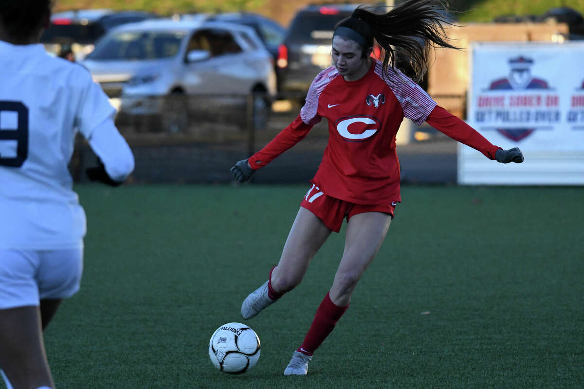 Cheshire's Leah Farrell during the Class LL girls soccer Finals between Cheshire and Staples at Trinity Health Stadium on Sunday, Nov.  30, 2022.