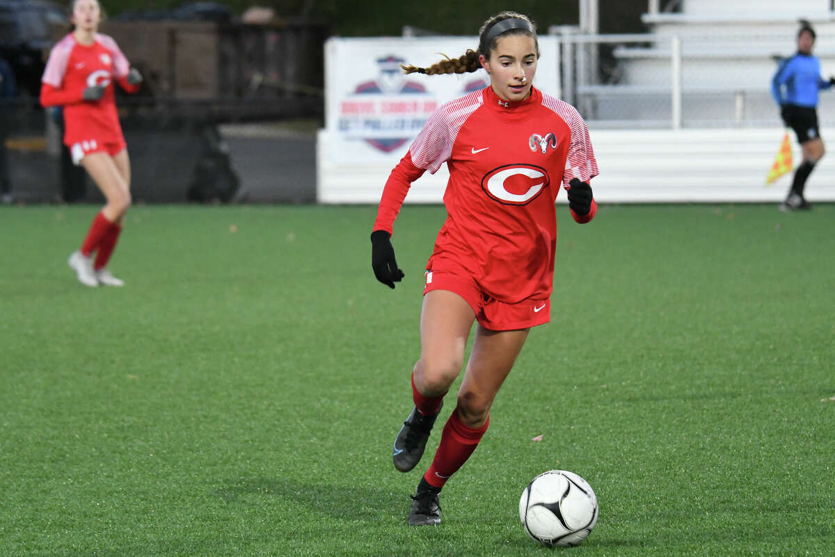 Cheshire's Abby Sink during the Class LL girls soccer Finals between Cheshire and Staples at Trinity Health Stadium on Sunday, Nov.  30, 2022.