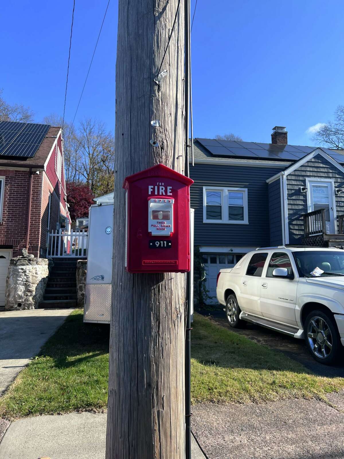 Fire Chief David Lenart spotted a fake fire call box in Derby last Friday. The utility company that owns the pole it was attached to has since removed it.