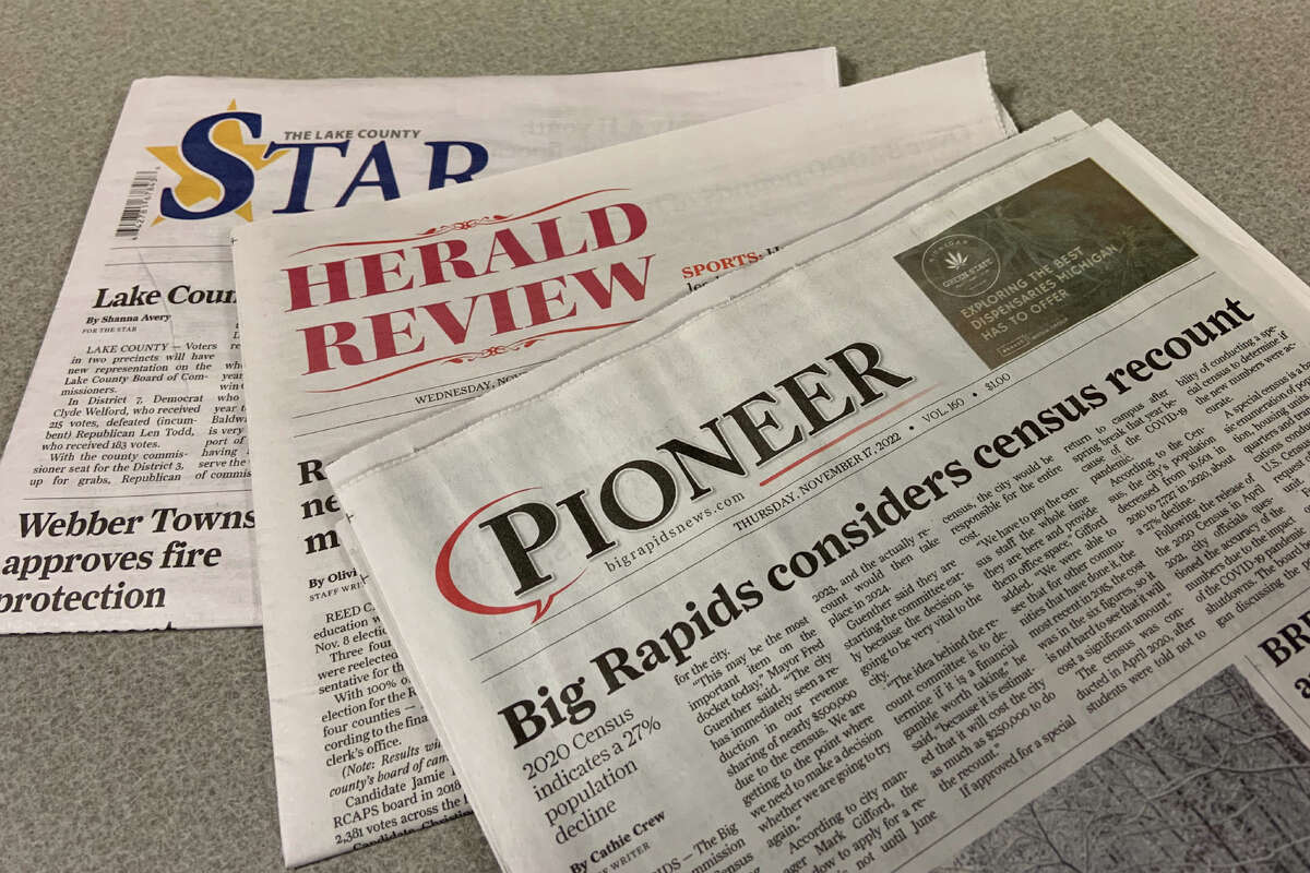 The Pioneer Group publishes the Big Rapids Pioneer, the Herald Review and the Lake County Star.