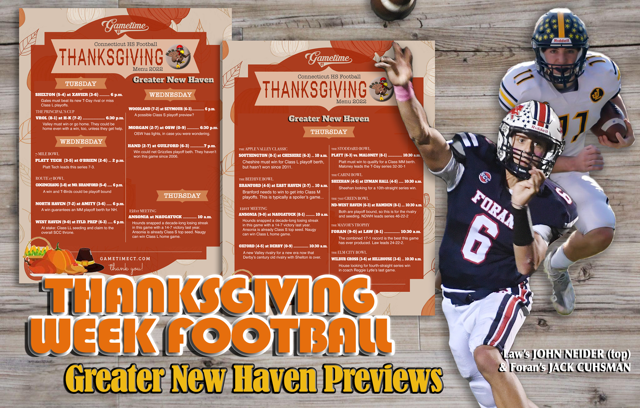 Football capsules for Thanksgiving football games in Greater New