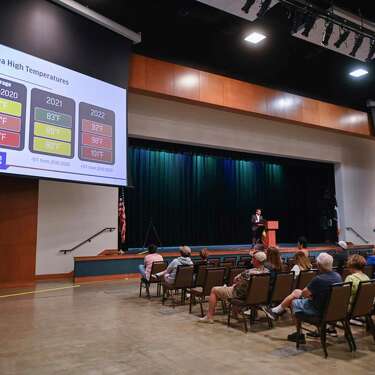 New Braunfels Utilities CEO Ian Taylor speaks Aug. 24, 2022, during an electrical  assemblage  forum presented by NBU.