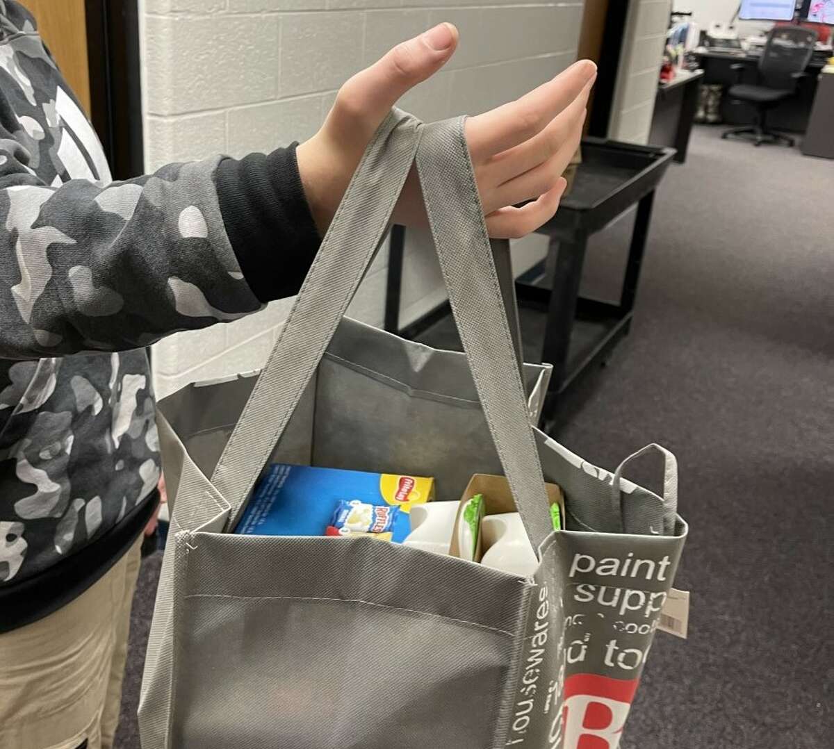 Students at Benzie Central High School can take home a bag of food from the new food pantry to get them through the week.