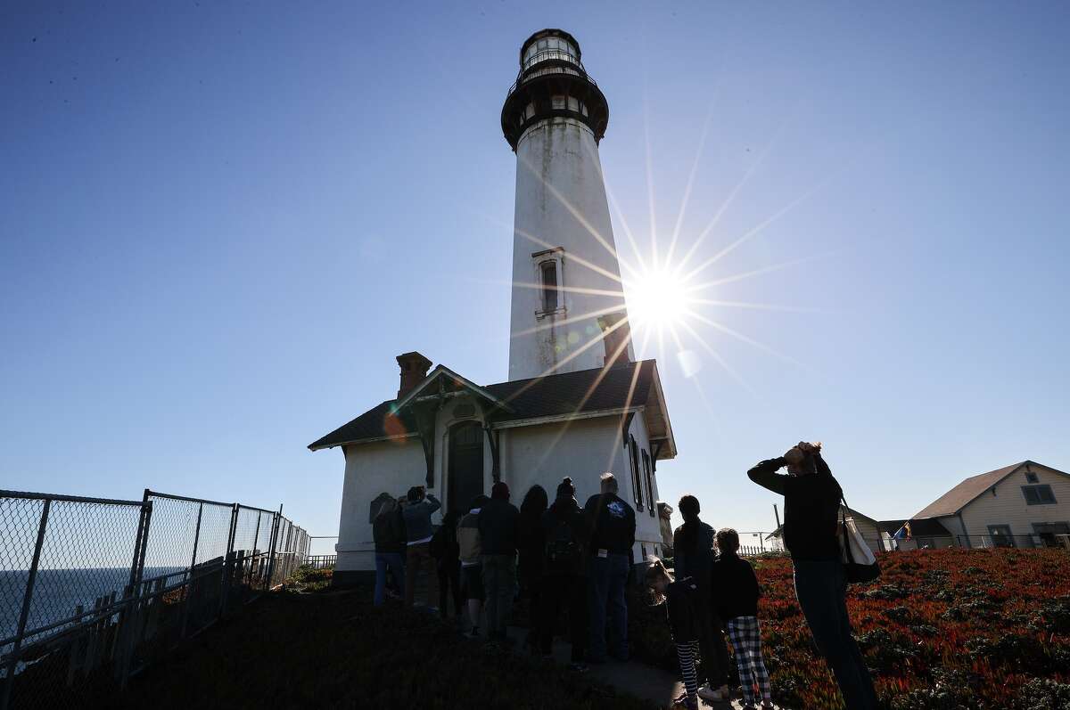 People lined up for a tour of Pigeon Point lighthouse as its 150th anniversary celebration on Nov. 12, 2022.