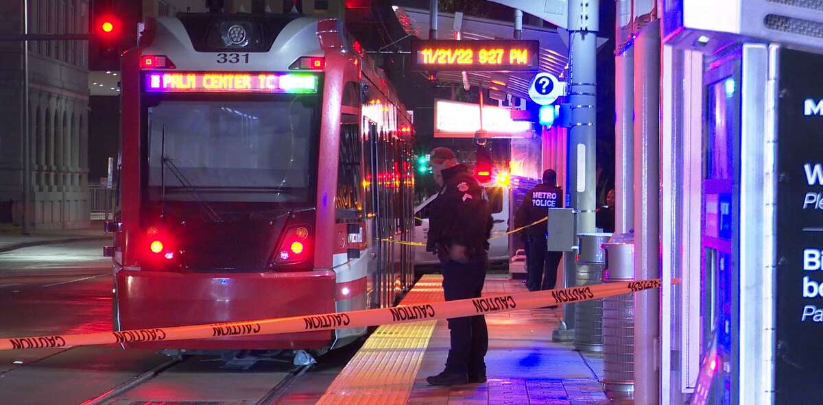 A man died after being stabbed on a METRORail train in downtown Houston on Monday, Nov. 21, 2022.