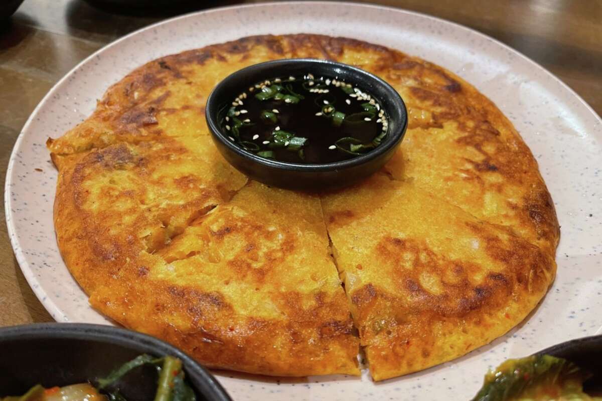 The kimchi pancake served at Pyeong Chang Tofu. 