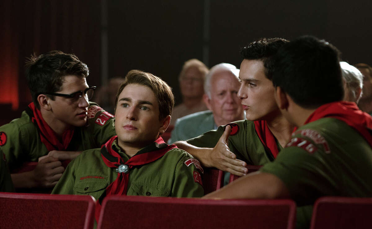 (from left) Roger (Gabriel Bateman), Sammy Fabelman (Gabriel LaBelle), Hark (Nicolas Cantu), and Dean (Lane Factor) in The Fabelmans, co-written, produced and directed by Steven Spielberg.