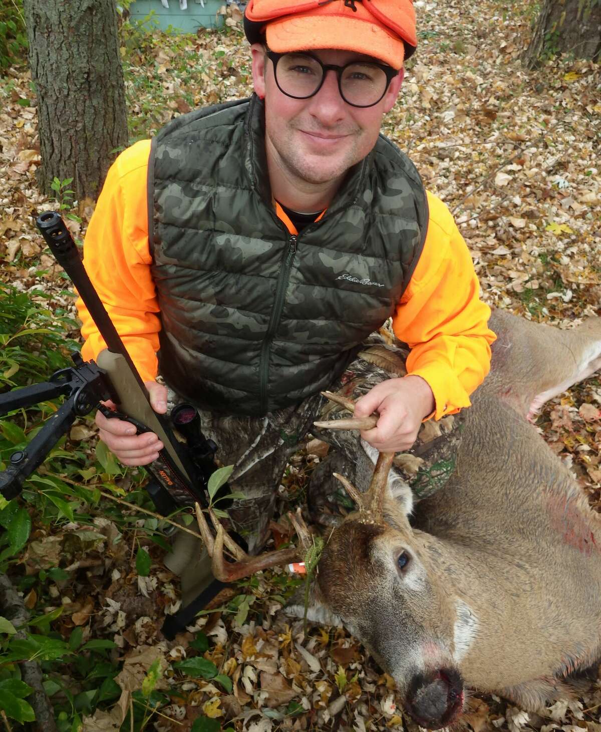 Jake Lounsbury had an interesting opening morning of the firearm deer season last week when he shot this buck while a bold red squirrel was trying to evict him out of a black walnut tree.