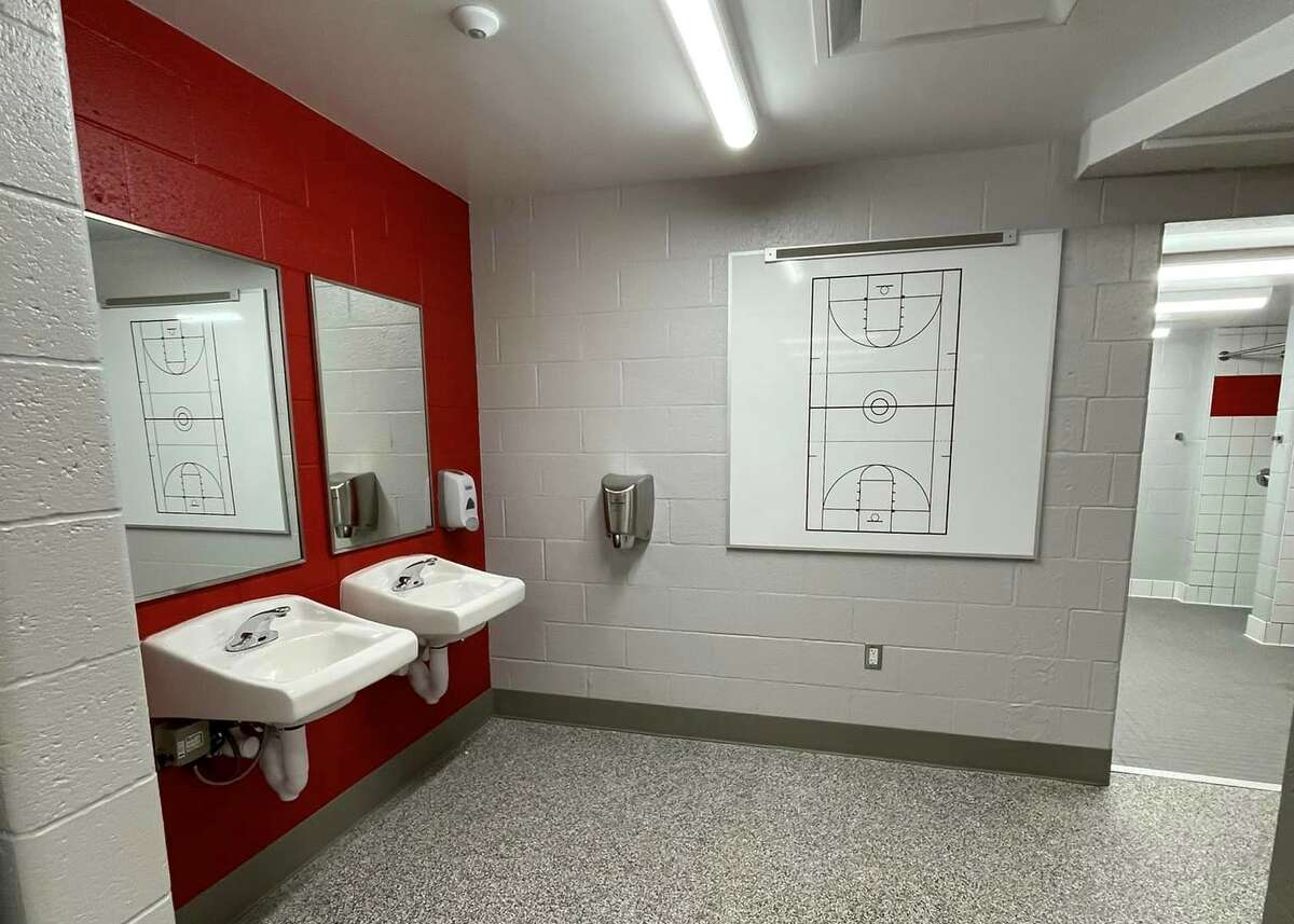 The locker rooms at Benzie Central High School featured modernized utilities and facilities. 