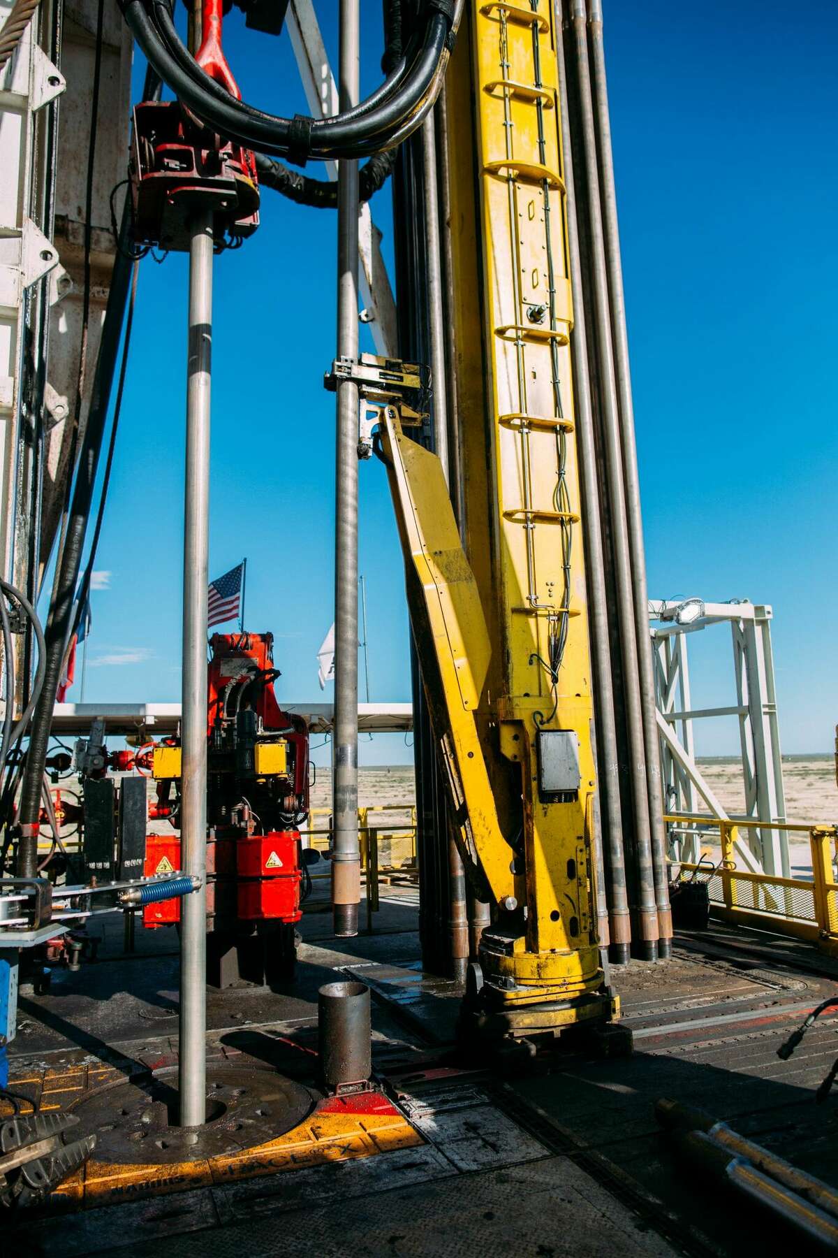 The Red Zone Robotics module that automates routine drilling tasks, shown on the floor of Nabors Industries' Rig X29 in the Permian Basin.