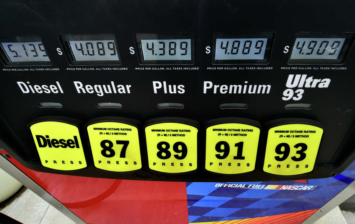 Prices at the pump in Old Greenwich, Conn., in April.