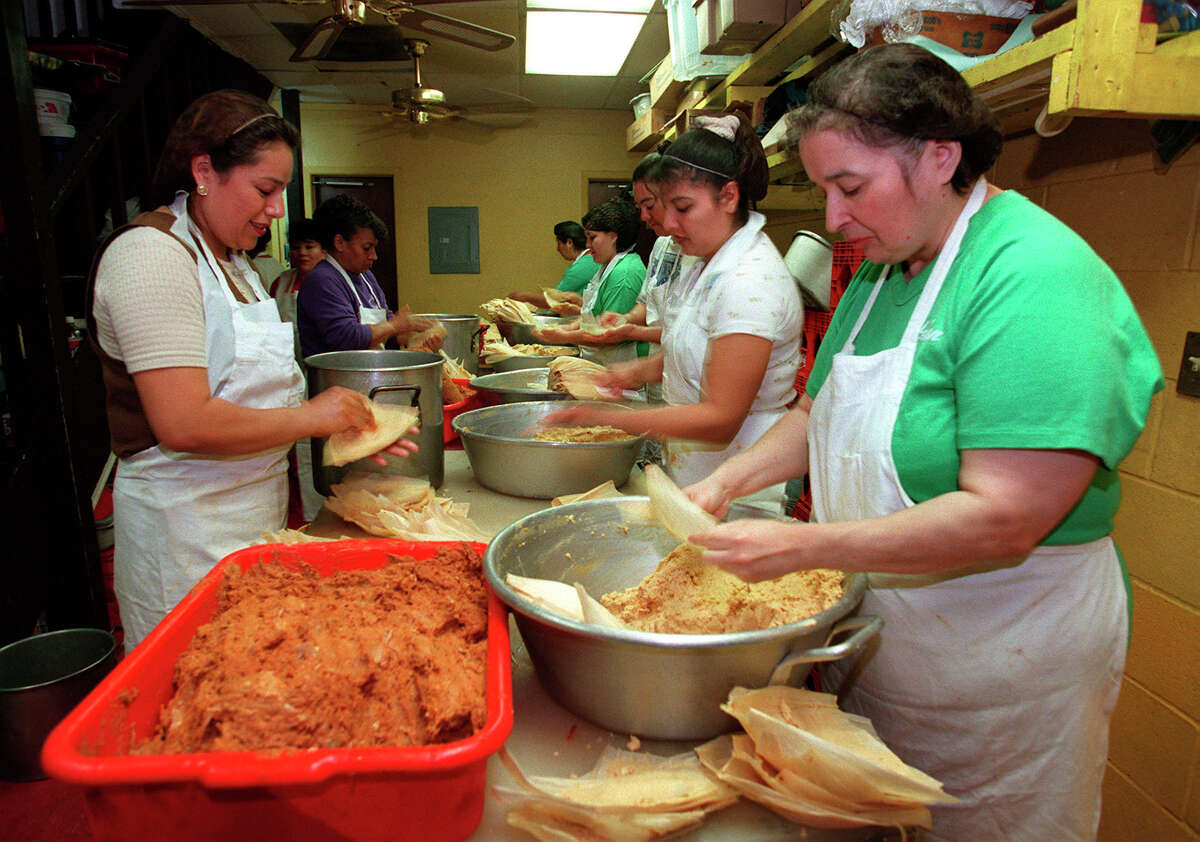 Employees make tamales at Ruben's Homemade Tamales.