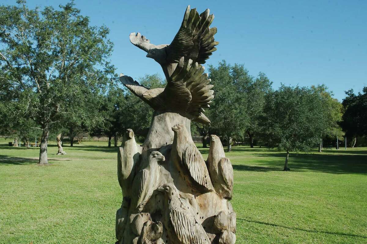 The Alvin Convention and Visitors Bureau has created an art trail in the city's downtown area that includes 13 artworks ranging from massive murals to sculptures  created from trees that had been damaged in storms.