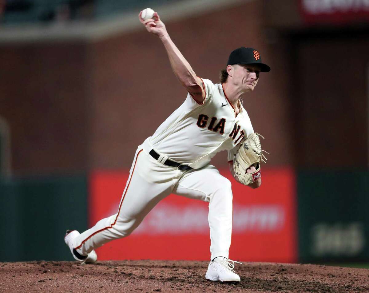 San Francisco Giants’ Shelby Miller pitches in 6th inning against Colorado Rockies in MLB game at Oracle Park in San Francisco, Calif., on Wednesday, September 28, 2022.