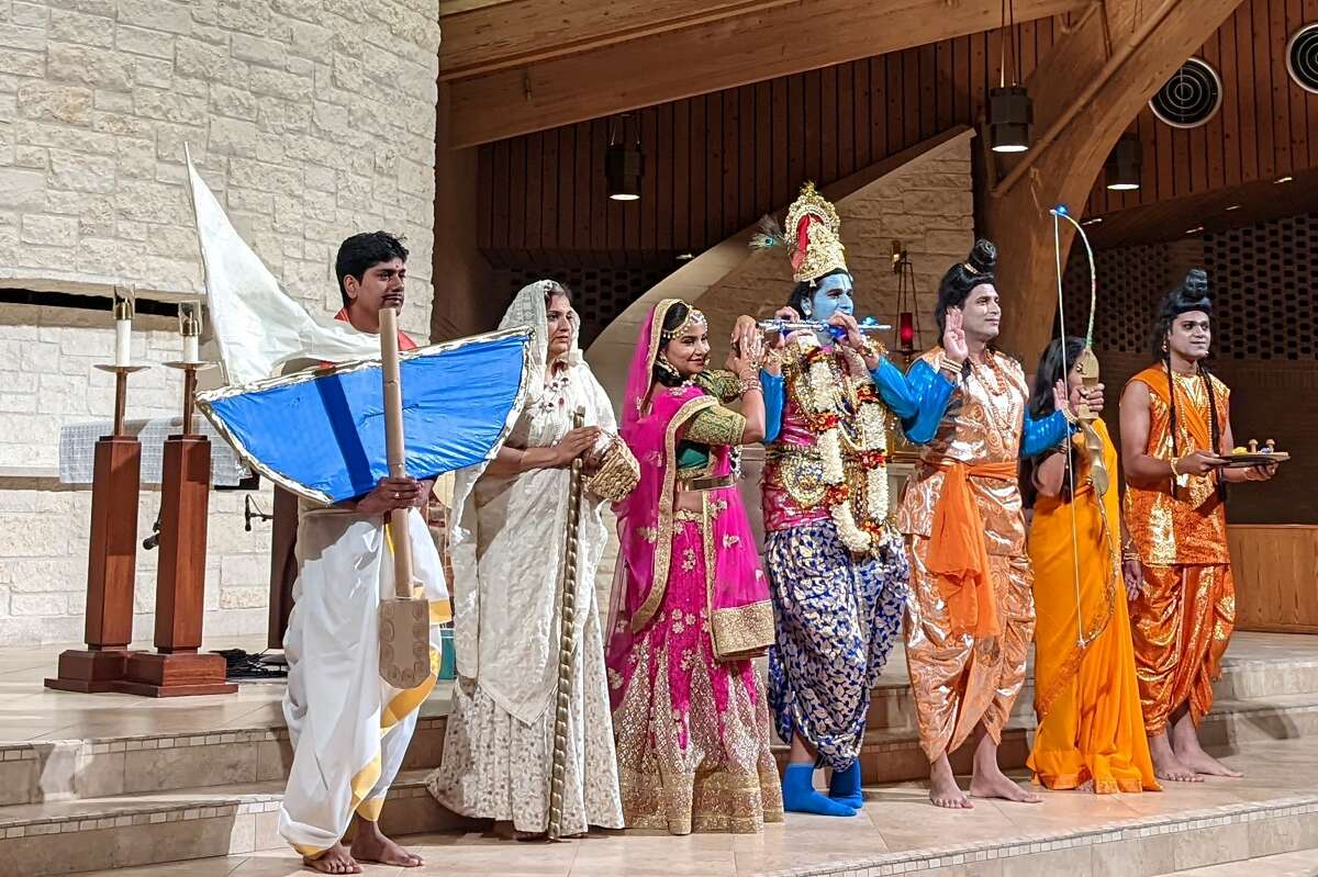 Hindus of Greater Houston perform a short play explaining the lives of Hindu gods Ram and Krishna. 