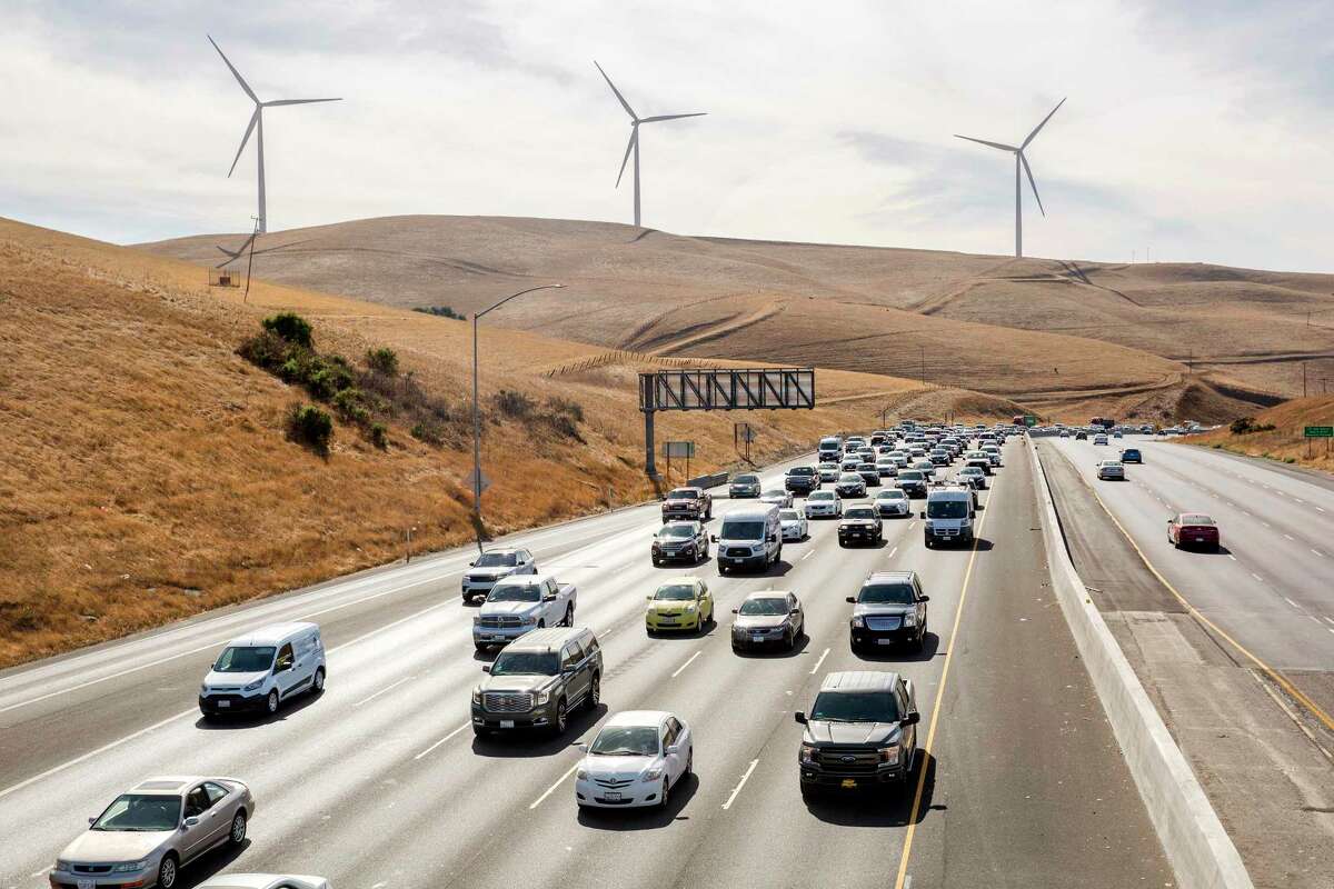 One person was killed Thursday afternoon when three vehicles crashed on the Altamont Pass, the California Highway Patrol said. This file photo from 2018 shows drivers in traffic on east-bound I-580 at the Altamont Pass.