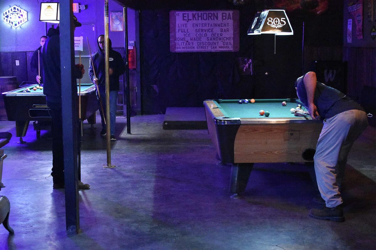 The pool room at the Elkhorn Bar is a popular hang in the small Central Coast town of 2,500. It doubles as an event space. 