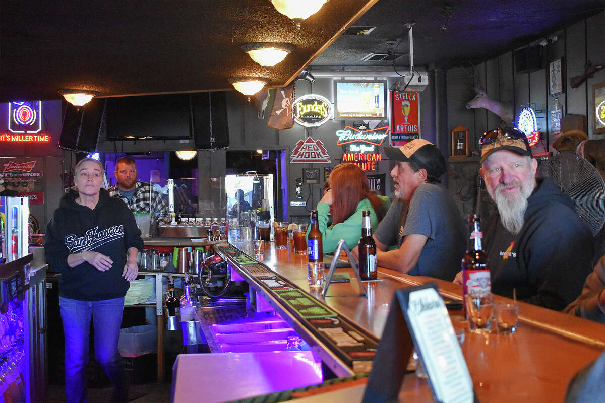 Patrons at the Elkhorn Bar in San Miguel catch up on a fall Saturday afternoon.