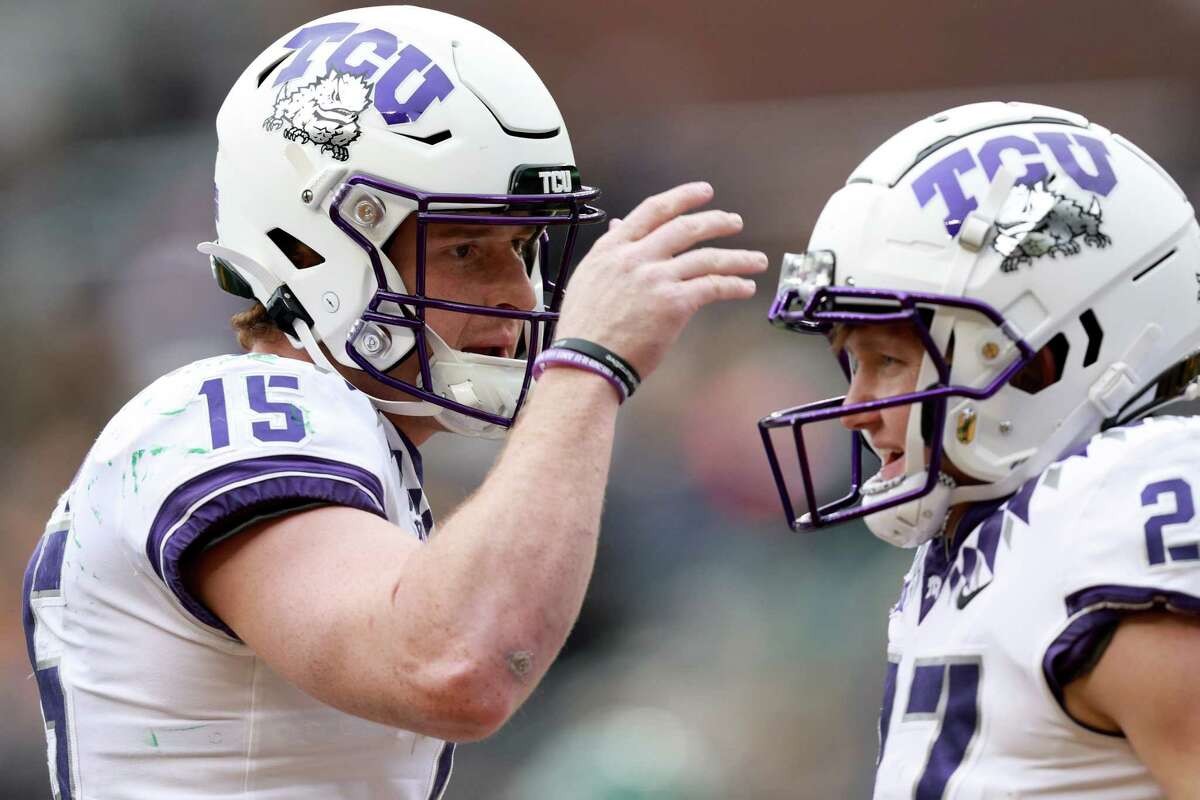 QB Max Duggan, left, and TCU aim to close out the Horned Frogs' first unbeaten regular season since 2010.