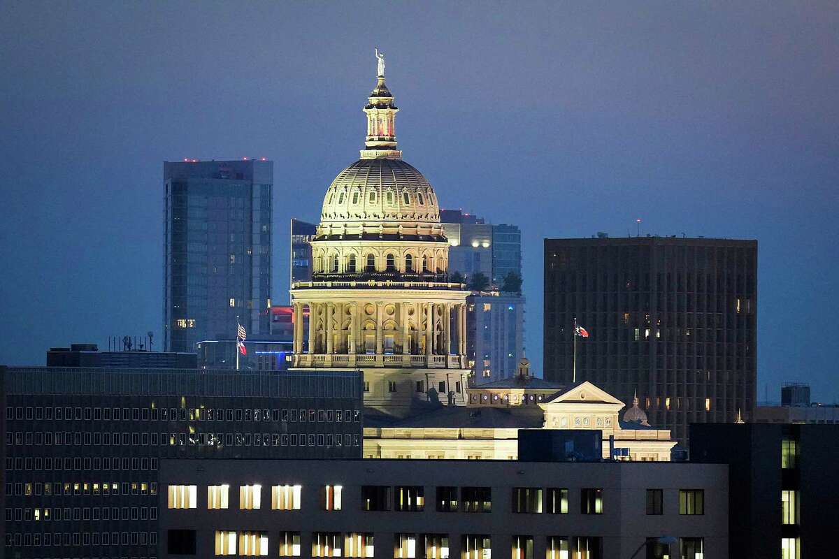 The Texas State Capitol is pictured at dusk in on Wednesday, June 8, 2022, in Austin. Texas lawmakers returned to Austin with an overflowing budget surplus, thanks to the pandemic recovery, inflation and high energy prices. (Smiley N. Pool/The Dallas Morning News/TNS)