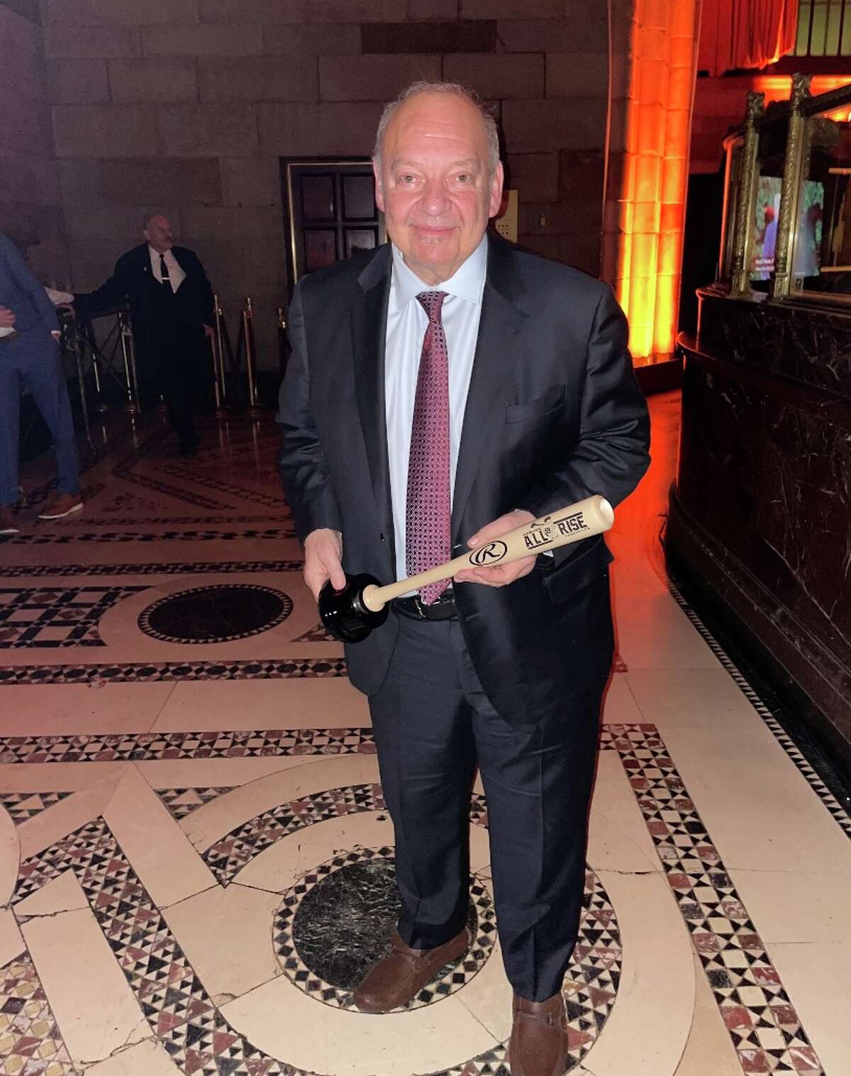 Greenwich resident John J. Filippelli, president of the YES Network, after receiving the “Slugger Award” at Aaron Judge’s ALL RISE Foundation Gala at Cipriani on Nov. 18.  