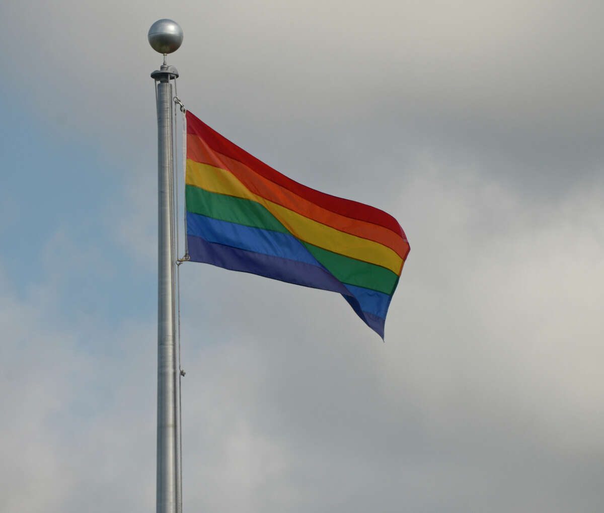 A Pride flag flies outside City Hall in Danbury in 2021.