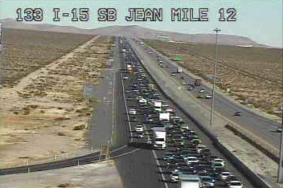 RTC cameras show traffic backed up from Jean, Nev., on I-15 on Nov. 27, 2022.