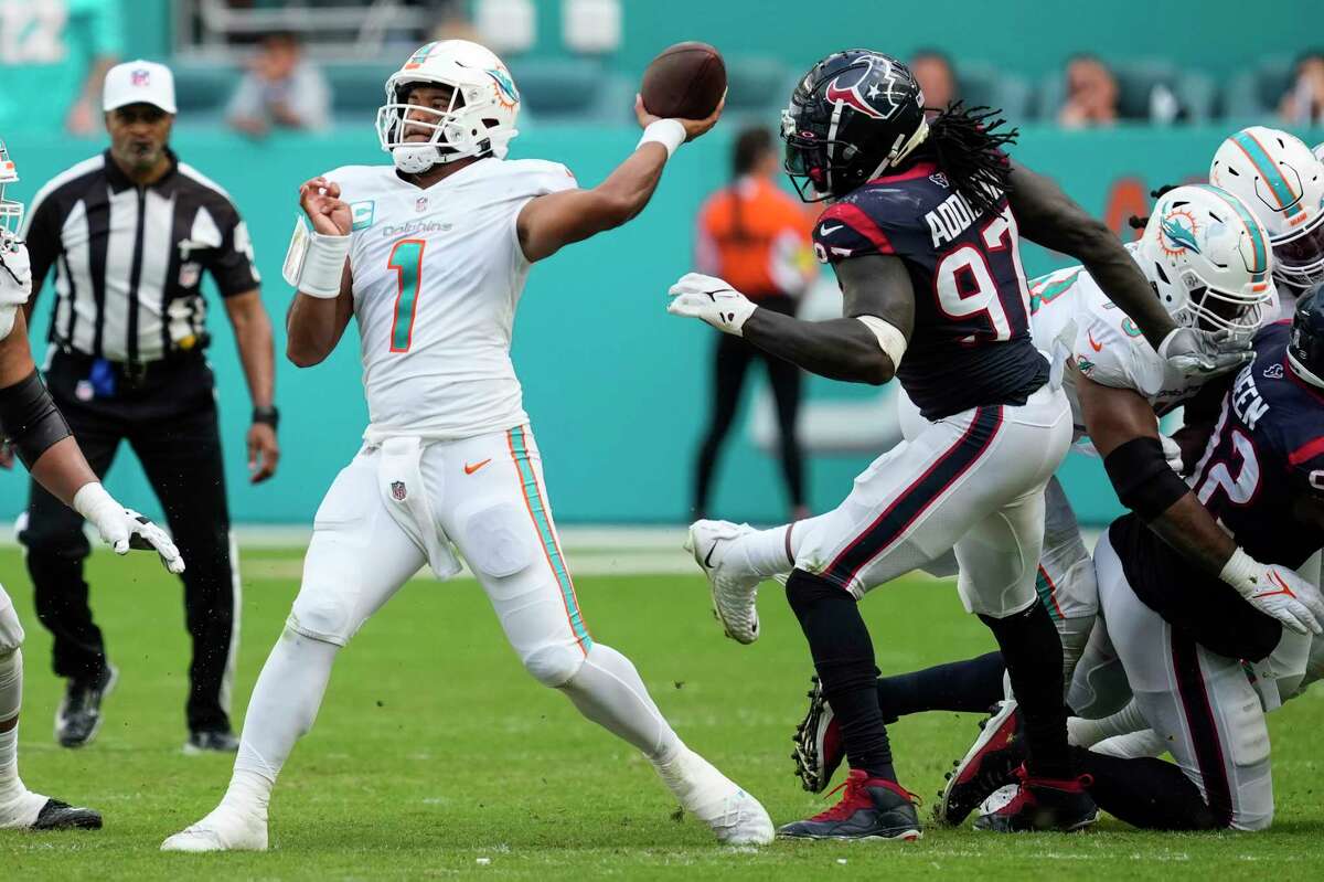 The Houston Texans fall 28-3 to the Miami Dolphins in their preseason home  opener, despite an early interception by the defense.
