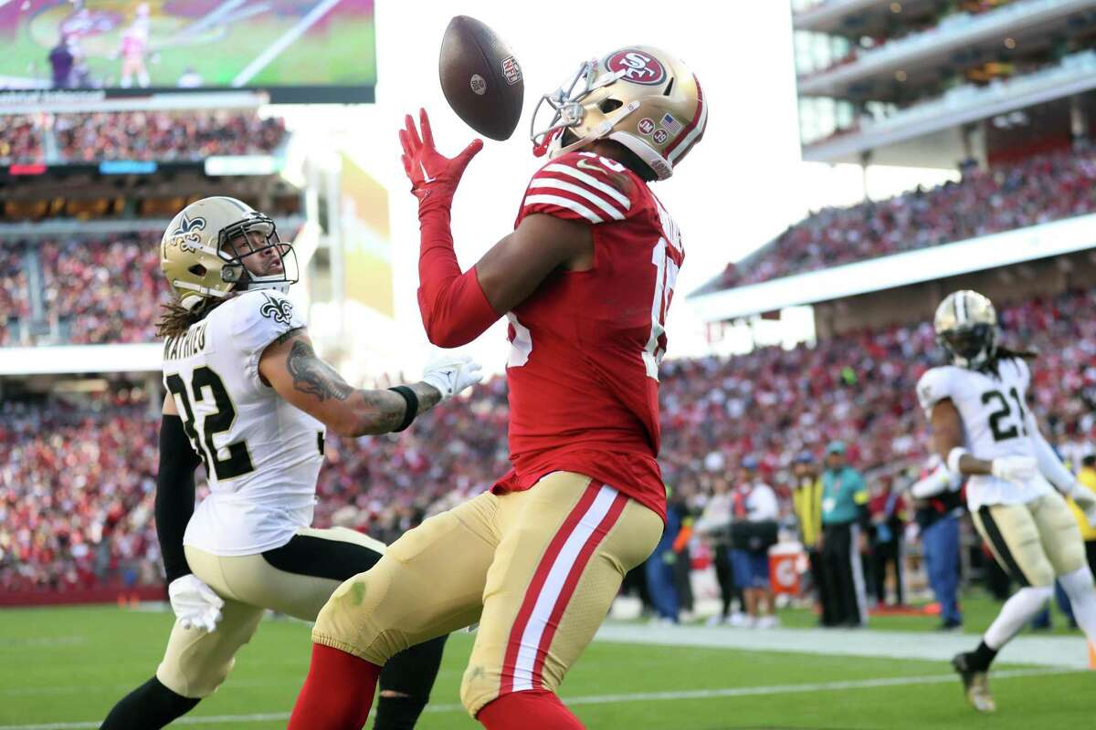 San Francisco 49ers outside linebacker Dre Greenlaw (57) during an NFL  football game against the New Orleans Saints, Sunday, Nov. 15, 2020, in New  Orleans. (AP Photo/Tyler Kaufman Stock Photo - Alamy