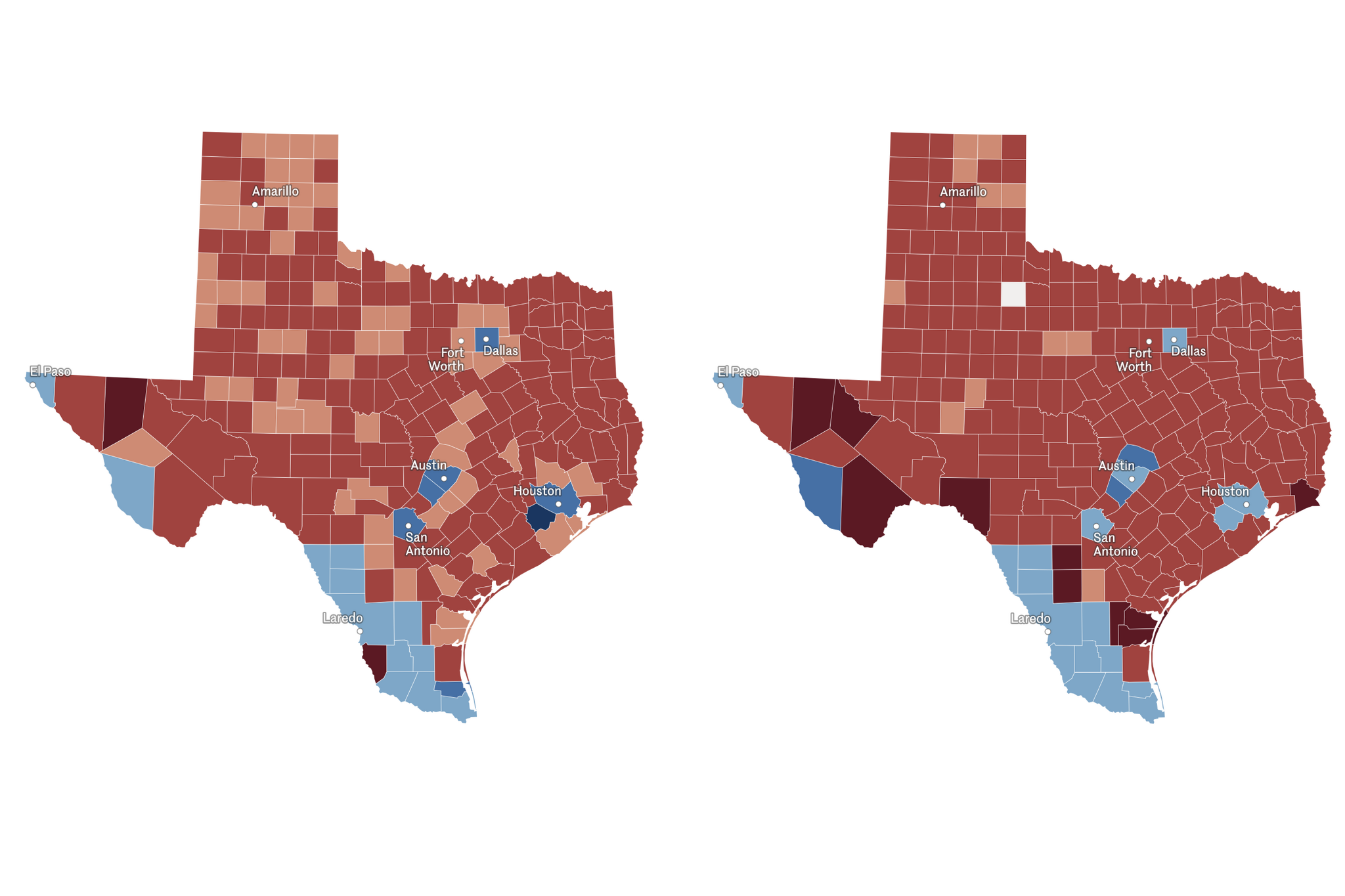 See Which Texas Counties Got Redder Bluer In The 2022 Midterm Election