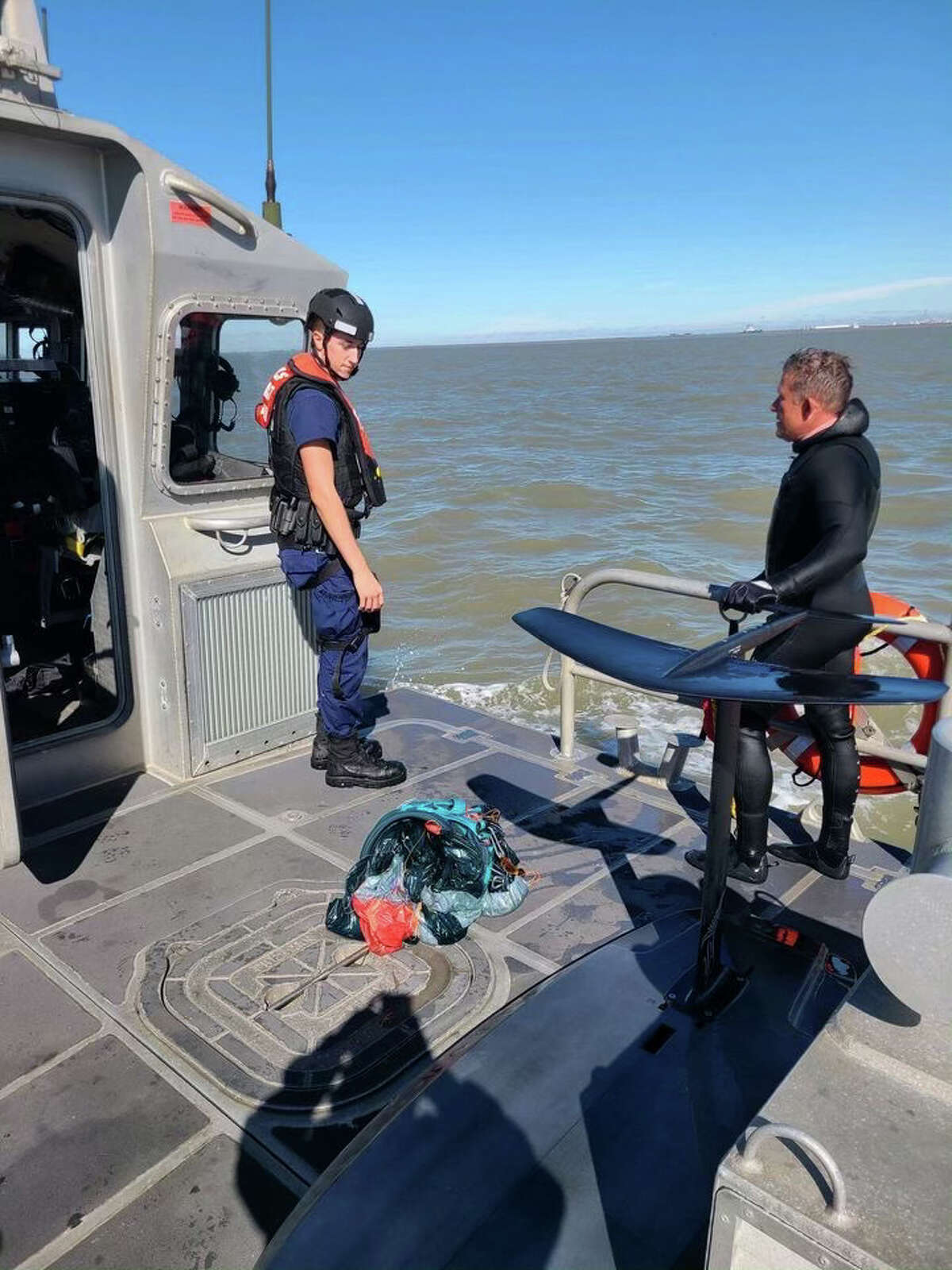 The U.S. Coast Guard recently saved a Texas kite surfer stranded in the Gulf, clinging to wooden debris.