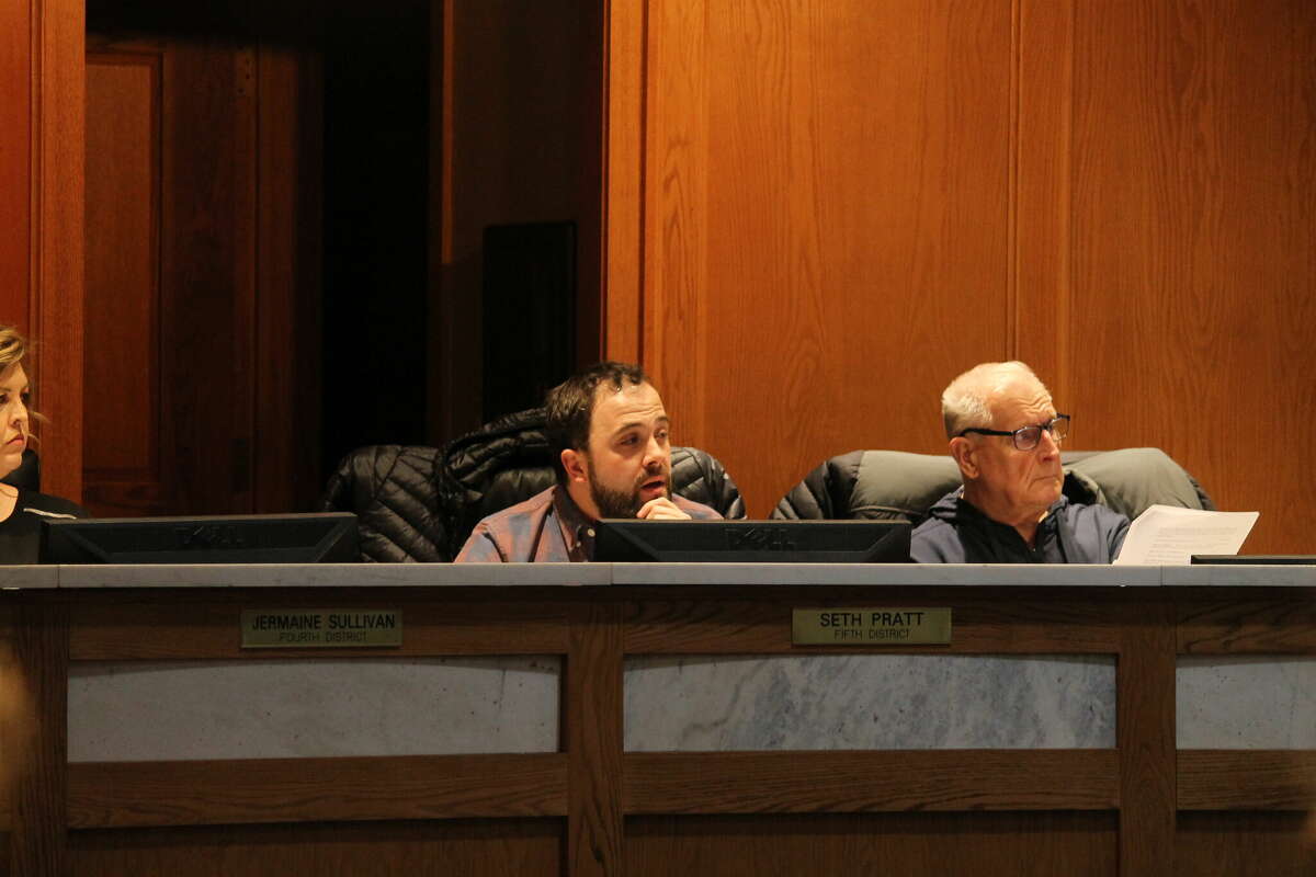 Manistee City council member Seth Pratt speaks during a Nov. 22 meeting in Manistee City Hall.