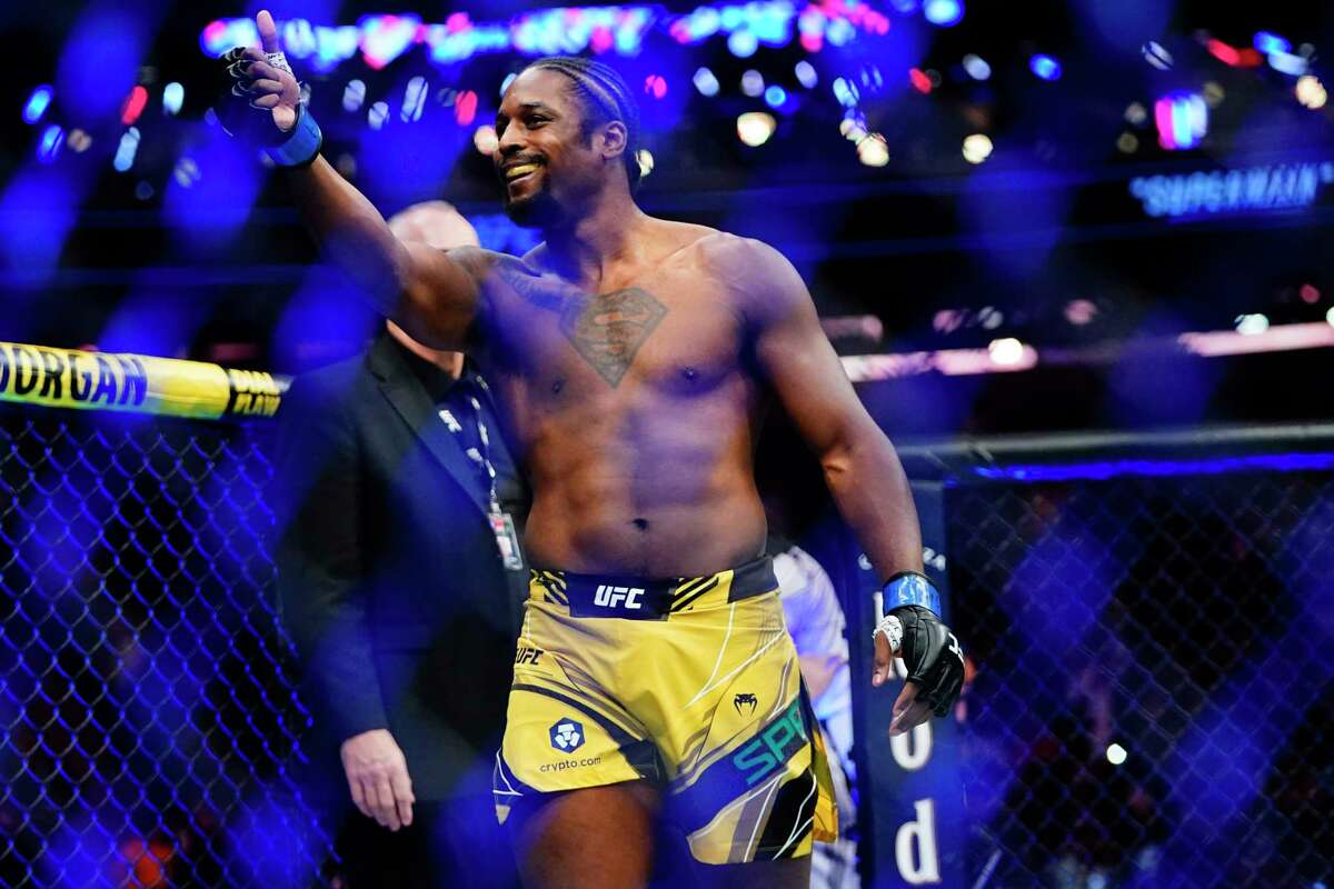 Ryan Spann celebrates after beating Dominick Reyes in a light heavyweight bout at the UFC 281 mixed martial arts event Saturday, Nov. 12, 2022, in New York. Spann stopped Reyes in the first round.(AP Photo/Frank Franklin II)