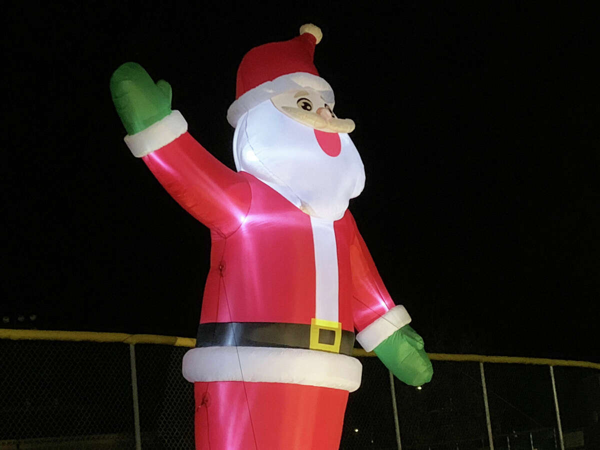 A giant inflatable Santa Claus was recently put in front of Edwardsville's Leclaire Field on South Buchanan Street. It's become a popular spot in town for pictures, especially family pictures for Christmas cards. The real Santa Claus can be found at Nickel Plate Station on Wednesdays 5:30-8 p.m. and Saturdays 1-4 p.m. 