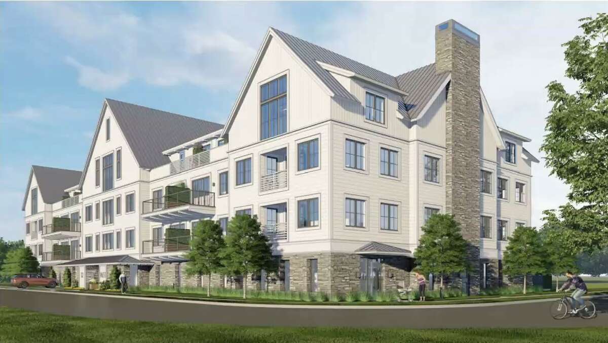 A rendering of the proposed building at 12 Godfrey Place in Wilton Center.