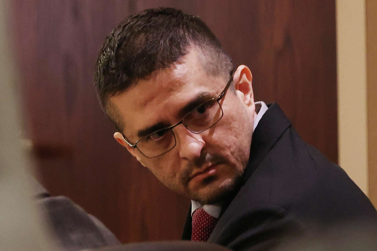 Former U.S. Border Patrol supervisor Juan David Ortiz during the second day of his capital murder trial before Webb County State District Court Judge Oscar J. Hale, Monday, Nov. 28, 2022. Ortiz is accused in the murders of four women in in September 2018. He is facing live without the possibility of parole if found guilty. The trial was moved from Laredo to San Antonio.