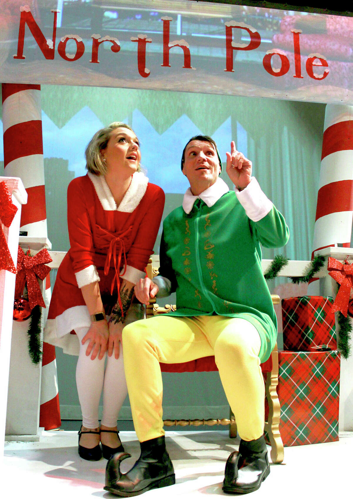 Chrissy Maldonado plays Jovie and Adam Conrad plays Buddy in Beaumont Community Players' "Elf: The Musical," Dec. 2-18. 