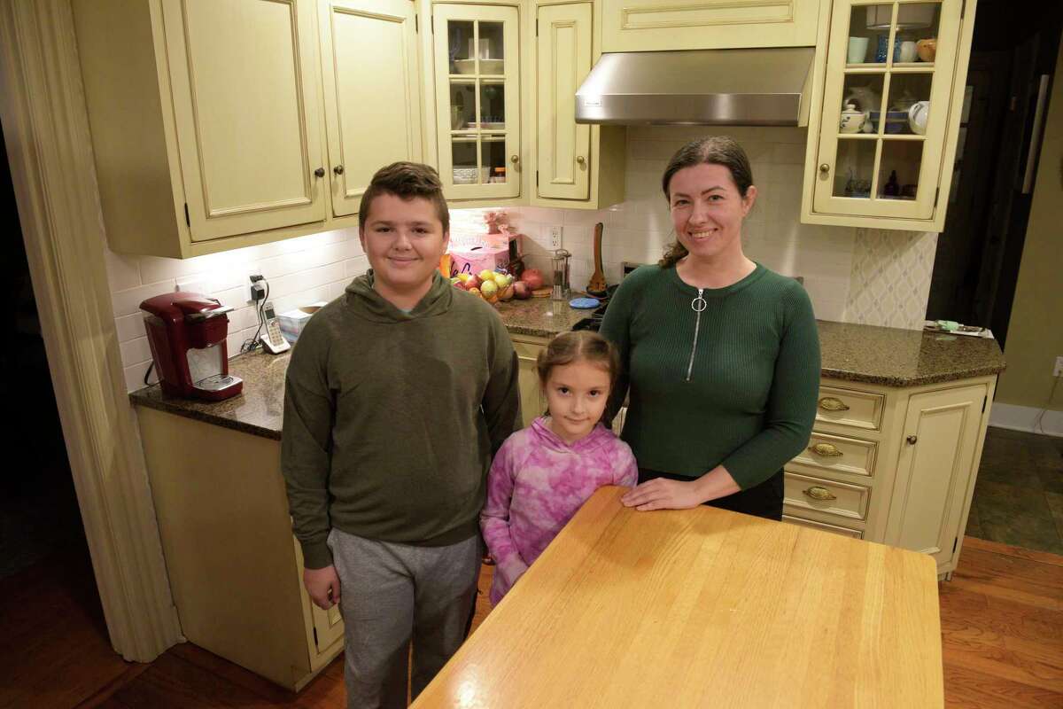 Nadiia Shushura came to the United States from Ukraine in late 2019, and brought her children, Dennys, age 13, and Maryna, age 8, over this past August. Tuesday, November 29, 2022, Ridgefield, Conn.