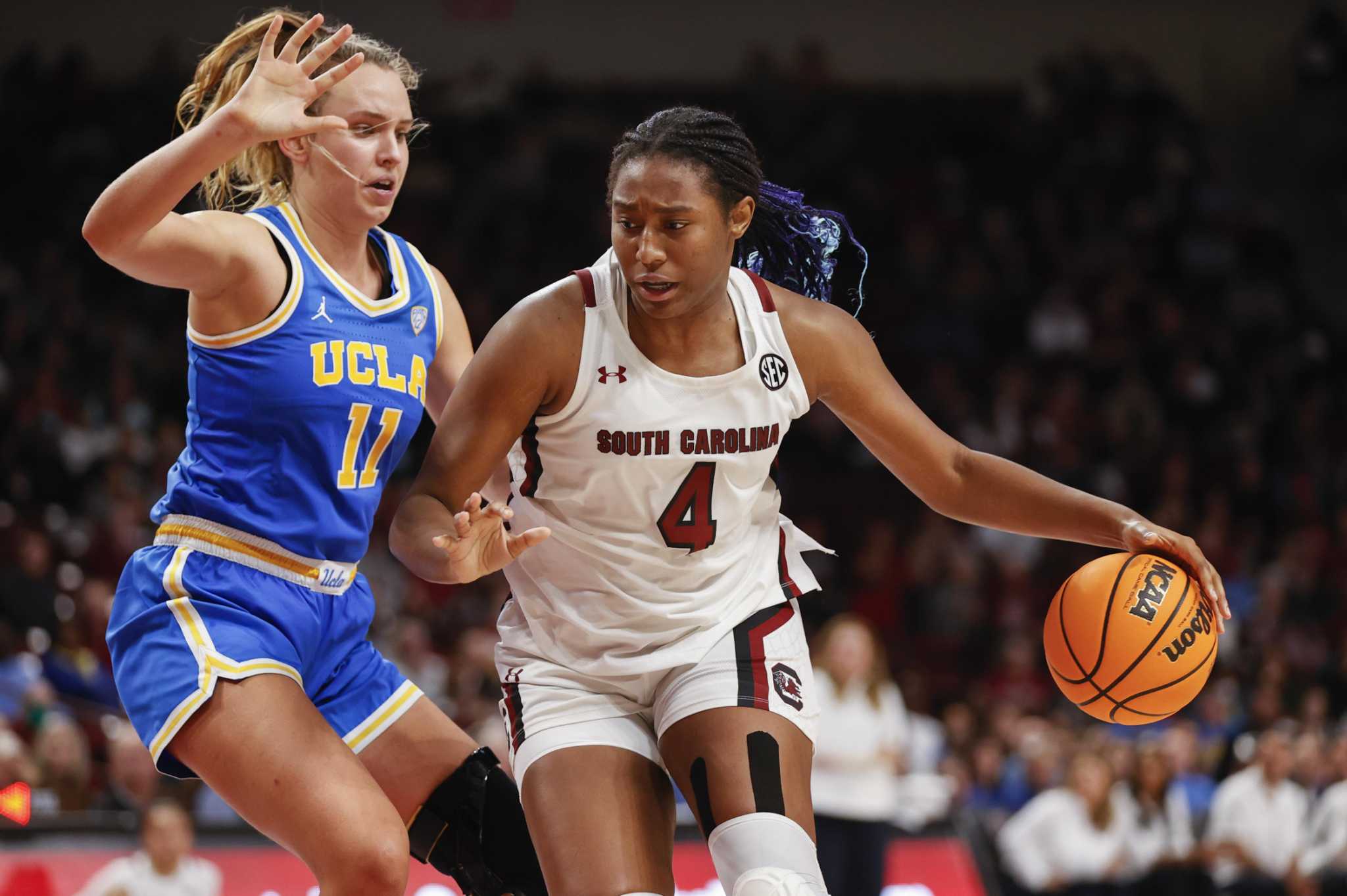 College basketball: No. 1 South Carolina women rally beat No. 15 UCLA