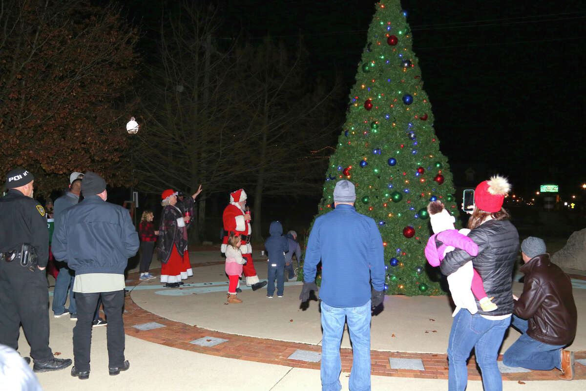 City Christmas tree, lights, displays in Grafton park