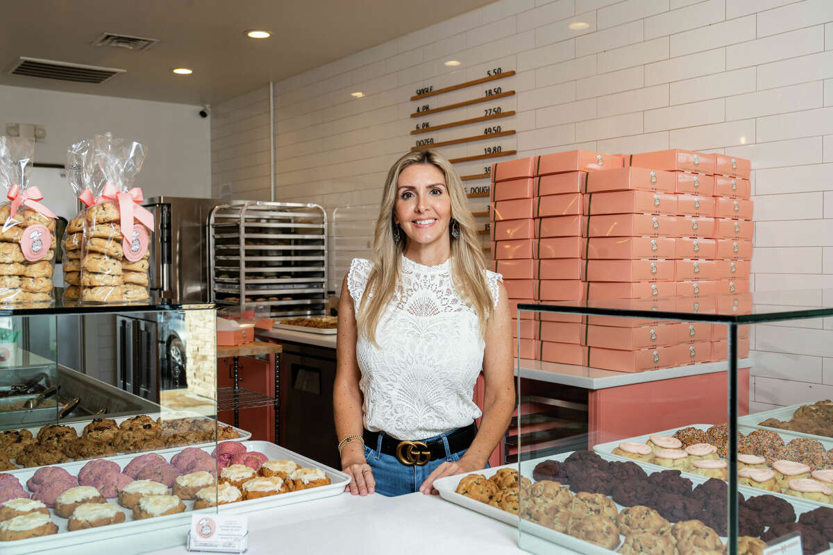 Owner Tracy Jones inside Milk Mustache's store in the 1800 block of Fountain View Drive. The Galleria-area location is the Cypress cookie maker's first store in Houston.