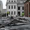 Pine Street below Lodge is strewn with debris after a water-main broke several places beginning along Pine St. on Wednesday, Nov. 30, 2022, in Albany, N.Y.