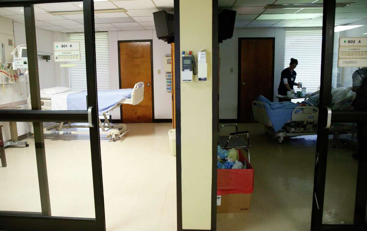 The ICU at El Campo Memorial Hospital in El Campo in April 2020. A new report suggests 1 in 10 Texas hospitals are now at risk of closure — and the odds are greater against rural hospitals.