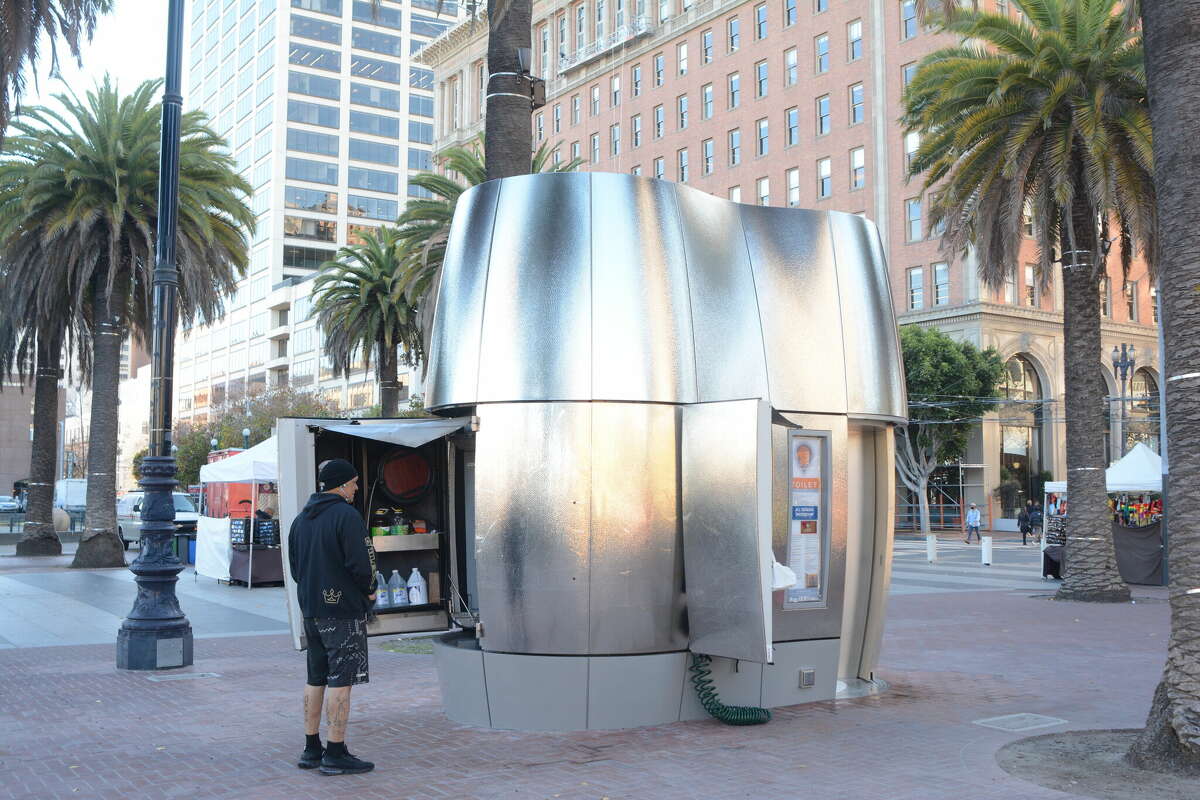 The first of 25 "amenipods" was rolled out near Embarcadero Station in November. 