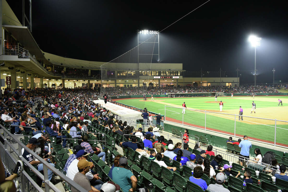 Fans fill the stands at Uni-Trade Stadium during the Tecolotes Dos Laredos home opener on April 6, 2019.