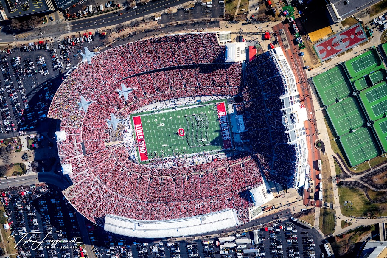 Aerial photo showcases the rivalry between Michigan and Ohio