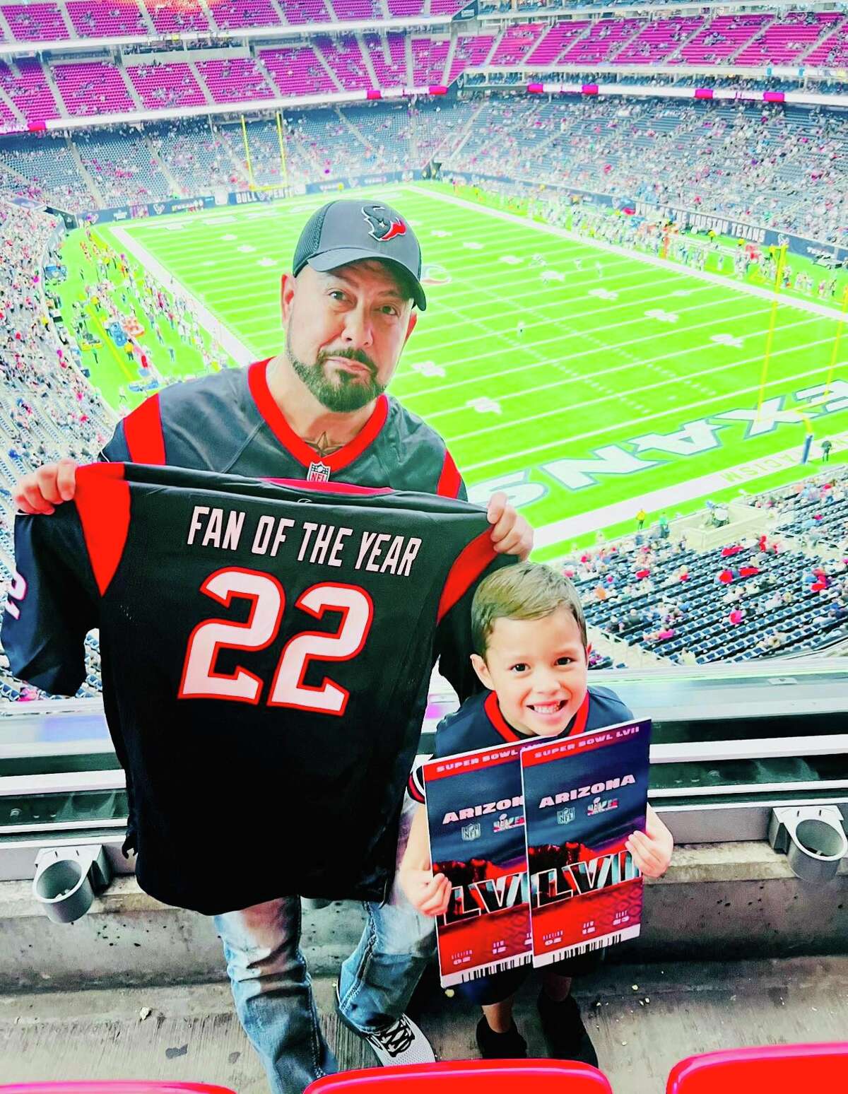 Houston Texans 2022 Fan of the Year nominee Carlos Rodriguez has been to every home game since 2002. He also travels to at least one away game every year. He hopes his grandchildren carry on the tradition.